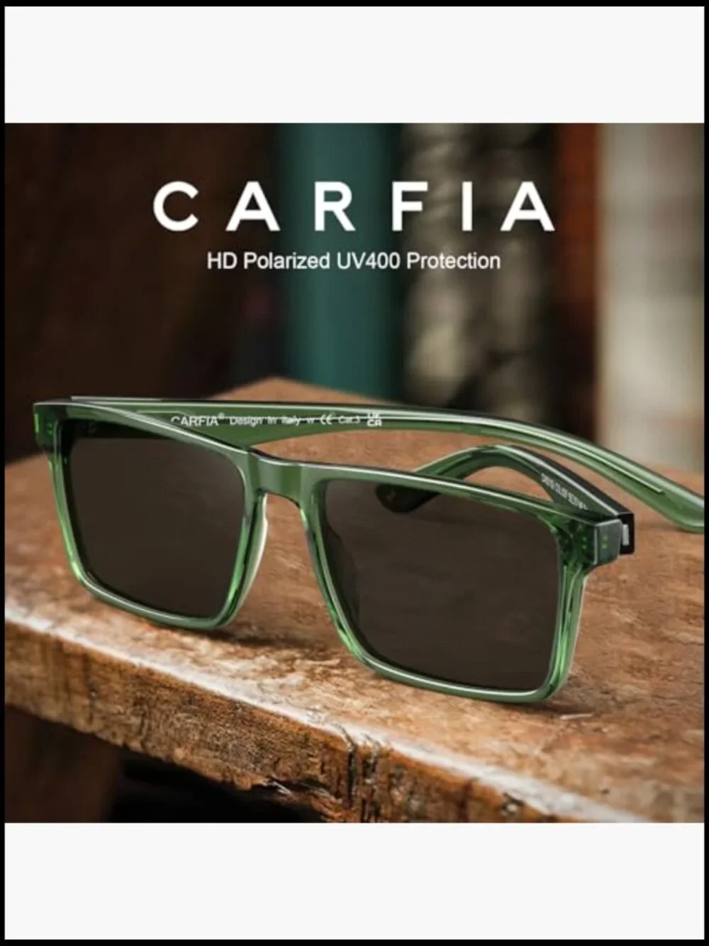 Retro Square Acetate Wrap Around Polarized Sunglasses